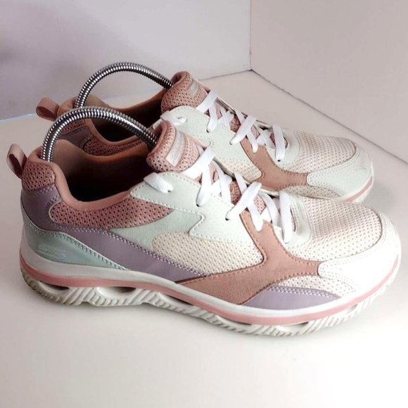 Skechers Shoes - Skechers Bobs Sport Arc Waves Shoes Womens Sz 11 White Pink Athletic Trainers